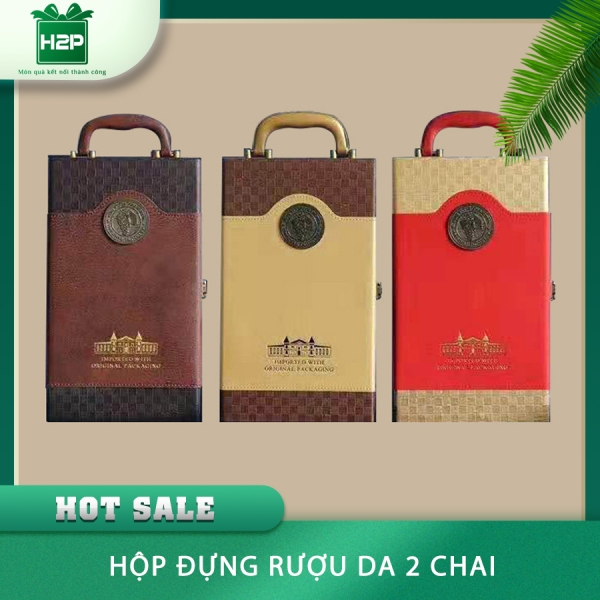 HỘP RƯỢU DA 2 CHAI HDRD-09